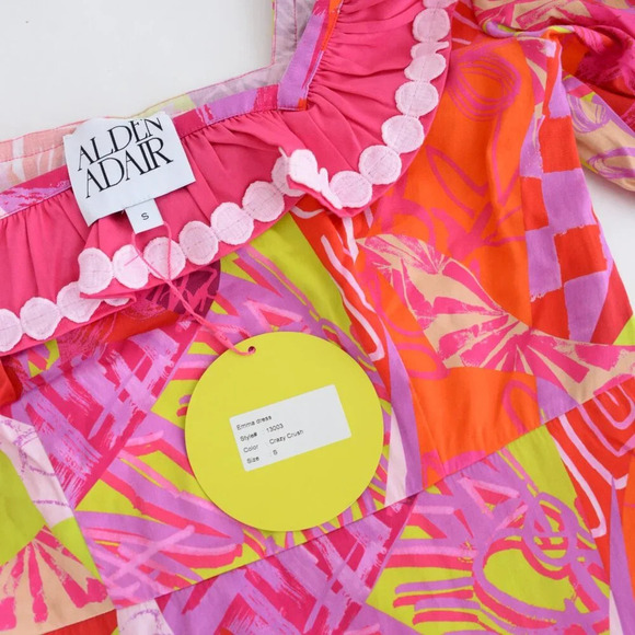 Alden Adair Crazy Crush Purple Pink Floral Emma Ruffle Sleeve Mini Dress S - Picture 8 of 11